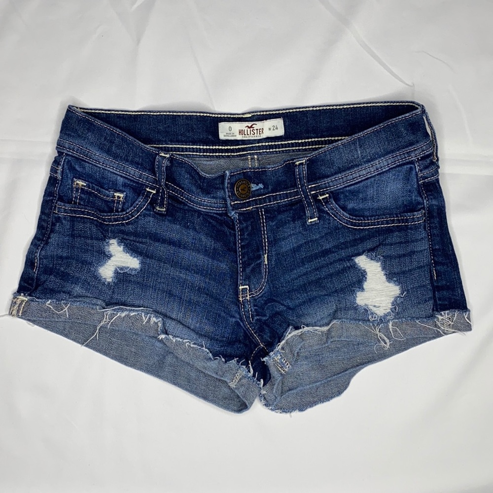 Hollister Dark Wash Distressed Denim Shorts
